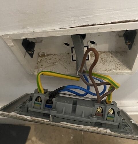 Burnt out cable identified by Electrician at Complete Maintenance during fault finding